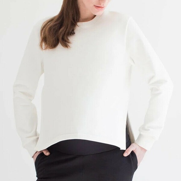 Aumnie 🇨🇦 MATERNITY Hatch Side Split Sweatshirt White - L - Picture 4 of 8